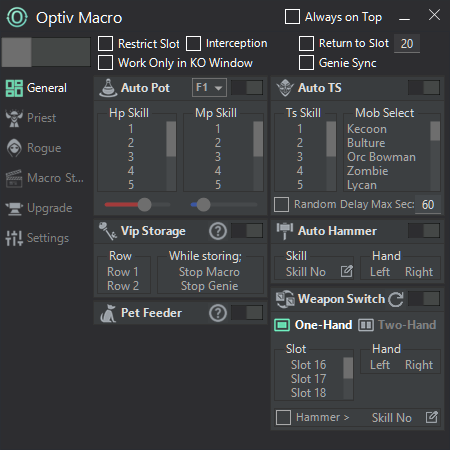 Optiv - Advanced Knight Online Macro General Interface