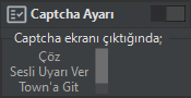 Captcha Ayarı arayüzü